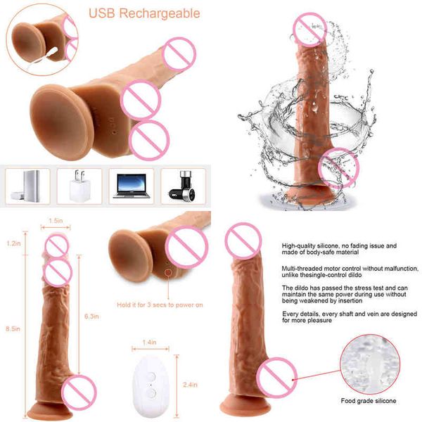 NXY Vibrateurs Télécommande Poussée Gode Vibrateur 8 Modes Réaliste G-spot Clitoris Stimulateur Fort Sucker Pénis Sex Toy Pour Femmes 220427