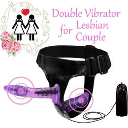 NXY Vibrators Sex Strapon Multispeed Double Dual Dildo voor Dames Lesbische Strap op Speelgoed Vrouw Paar Erotische Games 1220