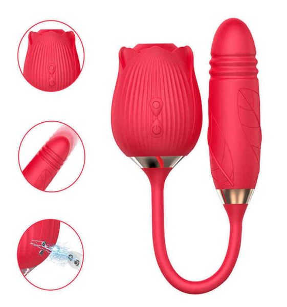 NXY Vibrateurs Sex Toys for Femel Masturbant 2 en 1 Rose Vibratrice adulte Amour Tege d'oeuf Fleur Fleur de clitoris Clitoris Toy S1942513