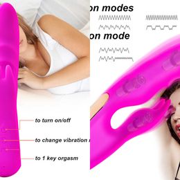 NXY Vibrateurs Silicone G Spot Rabbit Vibrator Rechargeable Clitoris Stimulator Dildo Adult Sext Toy pour femmes Double stimulation 230310