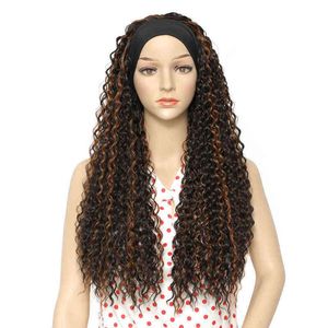 Nxy Perruques Selina Curly Highlight Bandeau pour femme Honey Blonde Water Wave Synthétique avec fibre résistante à la chaleur Quotidien 220528