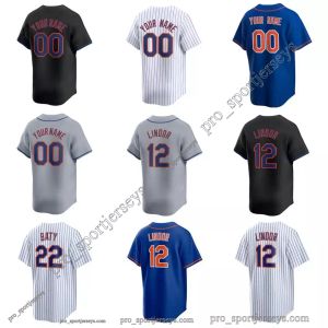 NY City Mets Maillots de baseball personnalisés Francisco Lindor Brett Baty Francisco Alvarez Jose Quintana tout numéro de nom à la maison Jersey Men de femmes