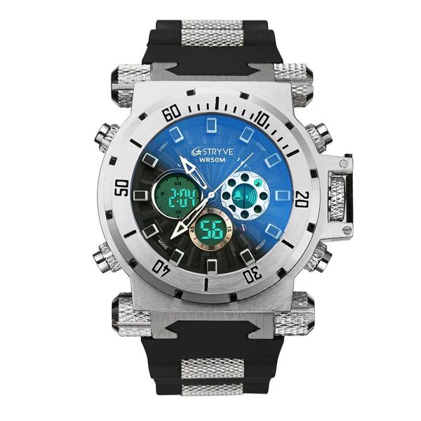 NY LA GM Montre à bracelet 5ATM Stryve Mens Stryve Watchs Sport Top LED Digital White Wrist Watch Relogio Masculino DBG MLB