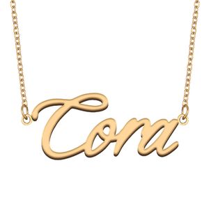 Cora naam ketting aangepaste naamplaatje hanger voor vrouwen meisjes verjaardagscadeau kinderen beste vrienden sieraden 18k verguld roestvrij staal