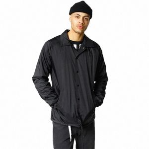 Nyl Hip Hop Streetwear Veste noire unie Vintage imperméable coupe-vent léger pour hommes w0wG #