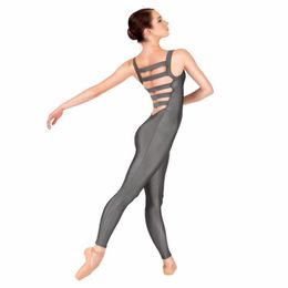 Nylon Adulto Tanque Unitard Escalera Elástica Volver Mujeres Ballet Dance Unitards Gimnasia Dancewear Lycra Performance Stage Costume244d