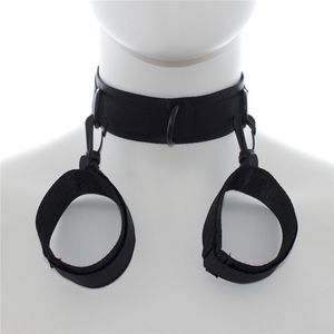 Nylon Riem Hals Kraag Handboeien Volwassen Spelletjes Erotische Cosplay Handboeien Slave Bdsm Bondage Hoofdsteunen Fetish Sexy Speelgoed Voor Koppels