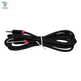 Nylon vlecht jack audiokabel 3.5 mm tot 3.5mm auto AUX CABLE 2M Hoofdtelefoon Extension Code voor Telefoon Auto Headset Luidspreker 50 Stks