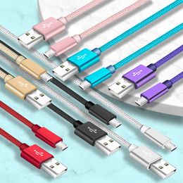 Câble micro usb tressé en nylon 2a câble de données de charge rapide pour PS4 pour chargeur USB tressé redmi 1M Type C 3ft