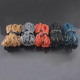 Nylon gevlochten audiokabel metalen kop 3.5mm jack 1.5m 5ft telefoon universeel aux koord voor Samsung lg HTC mobiele telefoon