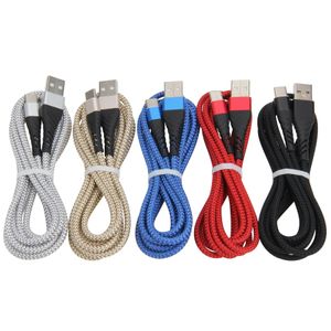 Nylon gevlochten stof Micro USB C Type C Data Sync-oplaadkabel voor Samsung Huawei Xiaomi