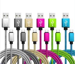 Cables de datos TypeC trenzados de nylon Cable USB 2A Cable de teléfono de sincronización de carga rápida Cables USB-C Type-C Micro para teléfonos móviles universales