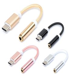 Nylon trenzado USB 3.1 Tipo C a 3.5 mm o Adaptador Auriculares Auriculares Jack Conventor Aux Aux para Samsung Huawei Xiaomi5172377