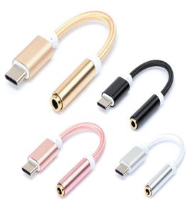 Nylon gevlochten USB 3.1 Type C tot 3,5 mm o Adapterkabel Hoofdtelefoon Oortelefoonaansluiting Aux Conventor voor Samsung Huawei Xiaomi5172377