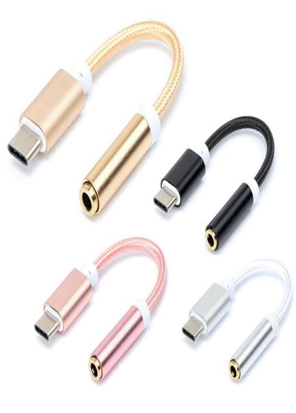 Nylon trenzado USB 3,1 tipo C a 3,5mm o Cable adaptador auriculares Jack AUX Conventor para Samsung Huawei xiaomi7512227