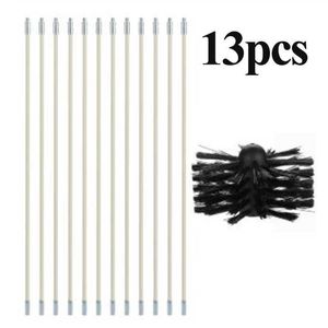 Brosse en nylon avec 4/12 pcs tiges de tuyaux flexibles à long manche pour cheminées de cheminée brosse de nettoyage de mur intérieur outil de nettoyage de maison 210831