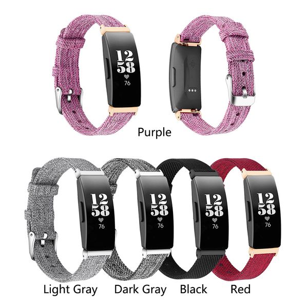 Bracelet de montre en tissu tissé en toile de Nylon pour Fitbit inspire/inspire HR montre intelligente Bracelet de remplacement rouge accessoires de bande