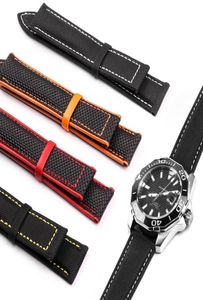 Nylon carvas stof horlogeband lederen horlogstrap voor omega horloge 20 mm 22 mm man strap kalf leer zwart oranje rood geel met te 7565379