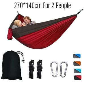 Hamac de couleur en nylon assorti Camping en plein air Hamac portable ultra léger pour double personne Loisirs de plein air Hamac Swing 240222