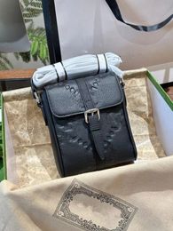 Echt lederen crossbody tas Designer schoudertassen Heren en dames Messenger Bag Luxe eenvoudige tas Mode portemonnee Zwarte Gletter bedrukte zak Mannelijke telefoontas