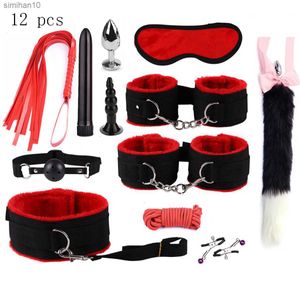 Produits de sexe exotiques en nylon pour adultes Jeux Bondage Gear BDSM Kits Mains Sex Toys Whip Gag Tail Plug Femmes Sex Accessoires L230518