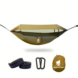 Nylon hangmat outdoor swing tent buitenmeubilair overleving camping apparatuur waterdicht duurzame anti -muggenhangende hangmat 240430