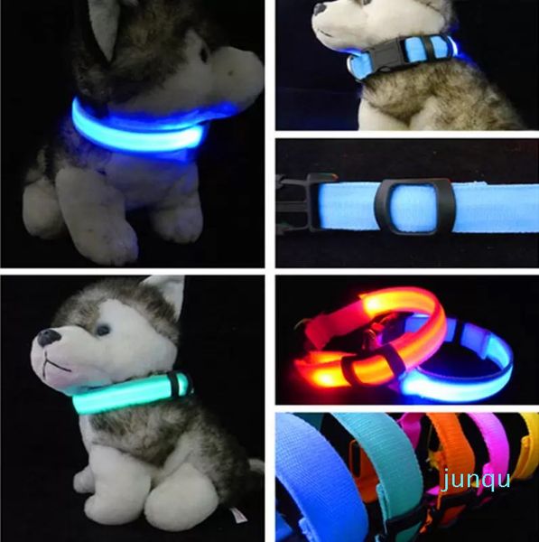 Collar de nailon LED para perro, luz de seguridad nocturna, LED parpadeante, suministros para mascotas, collares para gatos, accesorios para perros pequeños, Collar LED USB