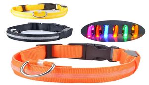 Nylon LED-halsband voor huisdieren Nachtveiligheid Knipperend Glow In The Dark Hondenriem Lichtgevende fluorescerende halsbanden Dierbenodigdheden7178987