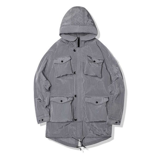 Nylon mi-longueur Multi-poche Multi-poche Veste décontractée Veste à capuche en vrac x0710