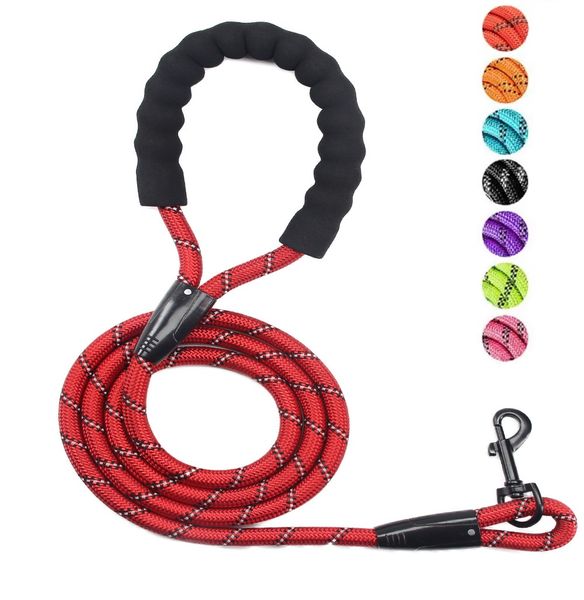 Correas reflectantes de nailon para perros, entrenamiento para correr al aire libre, cuerda de tracción fuerte para cachorros, 2 metros, correa duradera para perros de compañía C0630x1