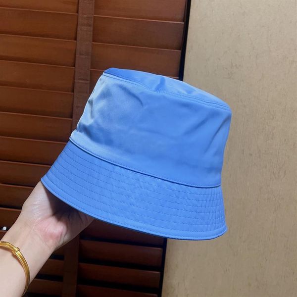 Chapeau seau de soleil clouté en métal bleu ciel en Nylon pour femmes et hommes, casquette à bord, Hats264v