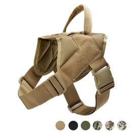 Nylon Tactical K9 Dog Harness Militaire Patrouille Working Dog Collar Harness Vest met handvat voor kleine grote honden Duitse herder 201101