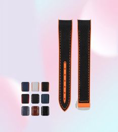 Nylon Watchband Rubber Leather Watchstrap pour Omega Planet Ocean 215 600m Man sangle Black Orange Grey 22 mm 20 mm avec outils8717761