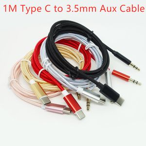 Câble Audio Aux de voiture en Nylon tissé de qualité, 1M, Type C USB C à 3.5mm, pour Samsung Huawei Mate 20 P30 pro LG S20 plus S23