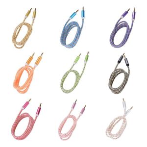 Nylon fil métallique tresse de tresse transparente de 3,5 mm mâle à 3,5 mm câble audio masculine câble audio câble de cordon 300pcs