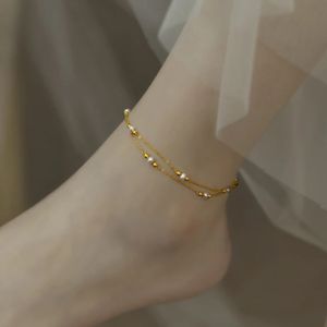 Nimf Natural Freshwater Pearl verstelbare Anklet handgemaakte creatieve retrostijl 14K gouden injectie voor vrouwen fijne sieraden J1006 240524
