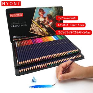 Nyoni Premium Soft Core 72 Crayons aquarelles 12100 Lapis de Cor Crayon de couleur soluble à eau professionnelle pour les fournitures d'art 231221