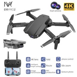 NYR E99 Pro2 RC Mini Drone 4K 1080P 720P double caméra WIFI FPV photographie aérienne hélicoptère pliable quadrirotor Dron jouets