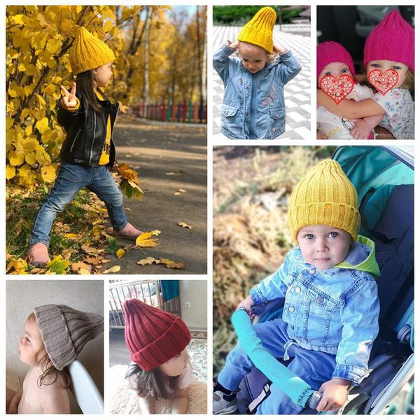 Bonnet tricoté pour enfants, Bonnet pour nouveau-né, garçon et fille, chapeau chaud pour enfants, automne et hiver, Bonnet pour tout-petits