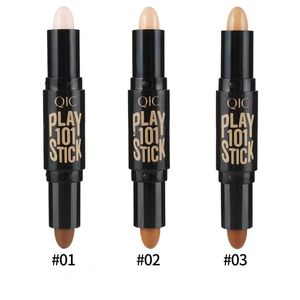 QIC Highlighter Contour Stick Corrector Bar Doble cabeza Impermeable Highlight Sticks Stereo Facial Brightening Pen Maquillaje