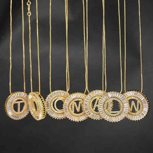 Nz1003 blanc zircon cubique diamant 26 Alphabet lettre pendentif à breloque chaîne colliers A-z bijoux initiaux pour les femmes