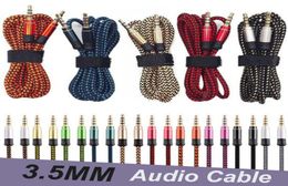 Câbles Audio tressés en Nylon, 1.5M, 3.5mm, Jack, câble AUX de voiture, Code d'extension de casque pour téléphones portables, haut-parleur MP3, tablette 1641511