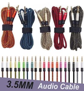 Câbles Audio tressés en Nylon, 1.5M, 3.5mm, Jack, câble AUX de voiture, Code d'extension de casque pour téléphones portables, haut-parleur MP3, tablette 3044492