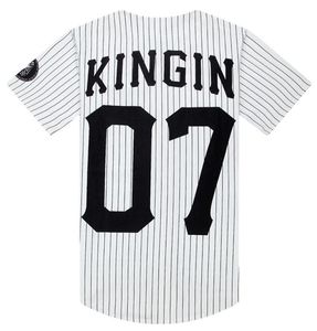 Man si tun 07 laatste koningen honkbal t-shirt tyga jerseys zwart wit unsex mannen vrouwen hip hop stijl tees tops rap tshirts trend