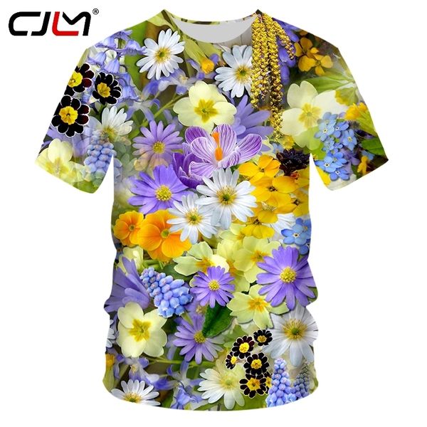 O cuello camisetas hombre moda manga corta camiseta 3D estampado flores hermoso sombrero colorido 5XL tops tees hombre primavera camiseta 220623