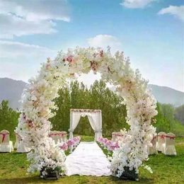 Pièces de centre de mariage en forme de O, arc de mariage en métal, guirlande suspendue de porte, supports de fleurs avec fleurs de cerisier, décoration d'événement de mariage 238H
