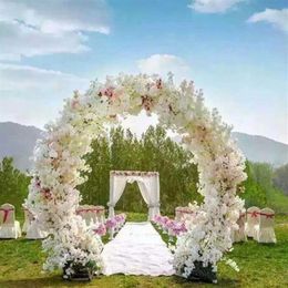 O Forme des pièces de centre de mariage en métal Porte arche de mariage suspendue Garland Flower Stands avec des fleurs de cerisier pour le décor d'événement de mariage309d