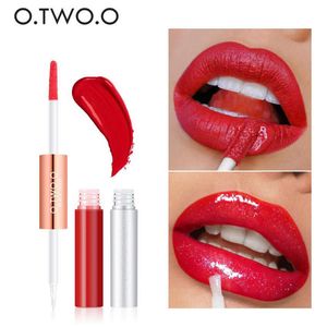 O.TWO.O 2 en 1 mat paillettes brillant à lèvres velours teinte pour les lèvres hydratant longue durée liquide rouge à lèvres brillant miroitant ensemble de brillant à lèvres