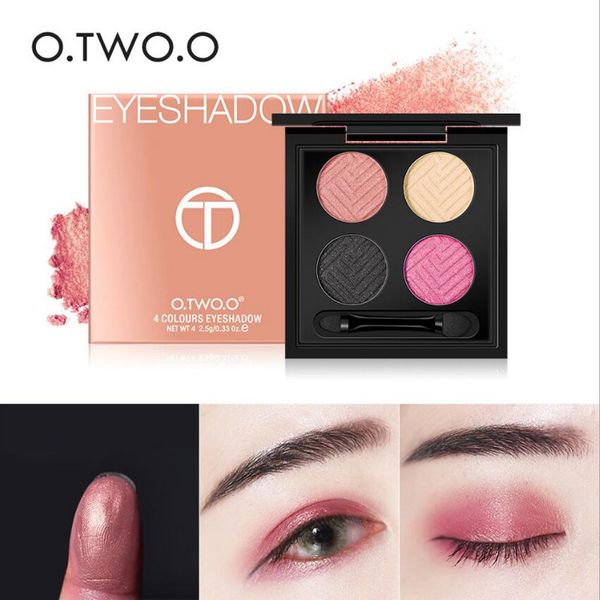O.TW O.O marca 4 pigmentos de colores minerales en polvo paleta de sombra de ojos ojos ahumados desnudos impermeable brillo sombra de ojos