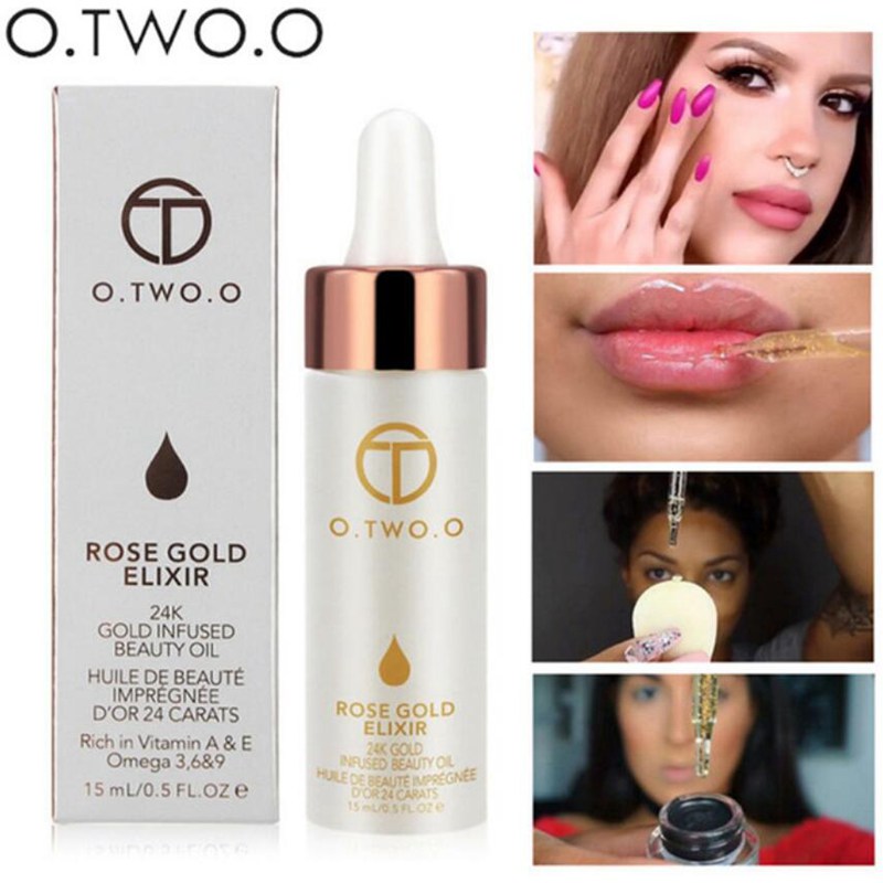 O.TWO.O Brand Primer Gesichts-Lippen-Make-up-Feuchtigkeitscreme, leicht zu absorbierendes Gold 24K Rose Essential Oil Face Base Makeup Primer
